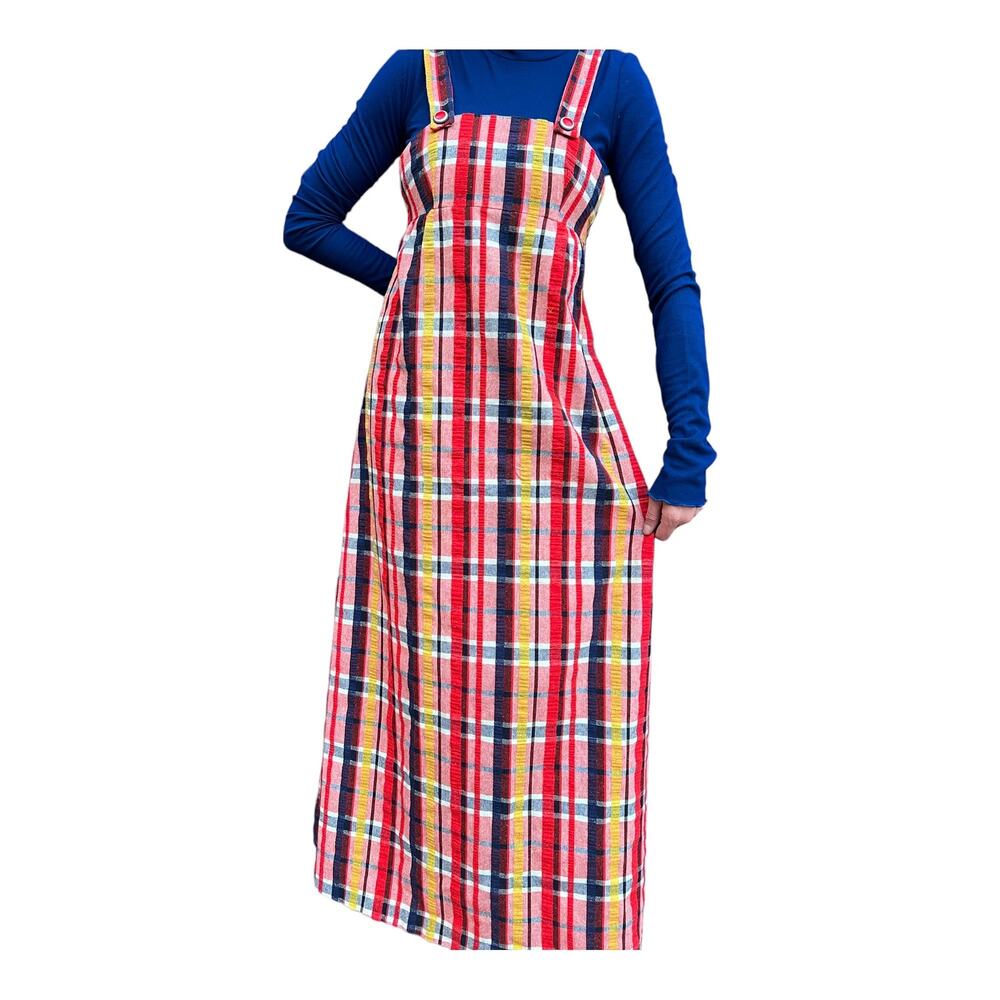 1960’s Plaid Pinafore Maxi Dress